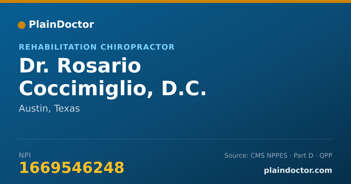 Shareable card for Rosario Coccimiglio, D.C. - Rehabilitation Chiropractor, Austin, TX