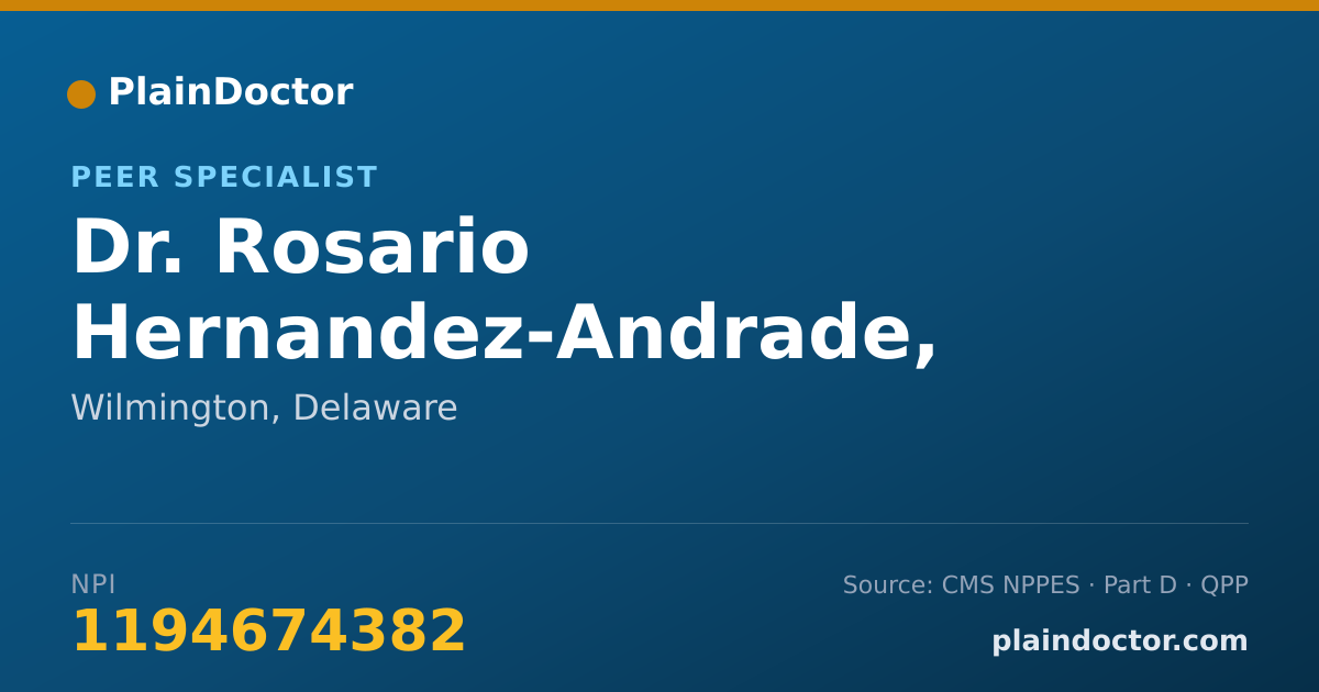 Shareable card for Rosario Hernandez-Andrade, CADC, CPRS - Peer Specialist, Wilmington, DE