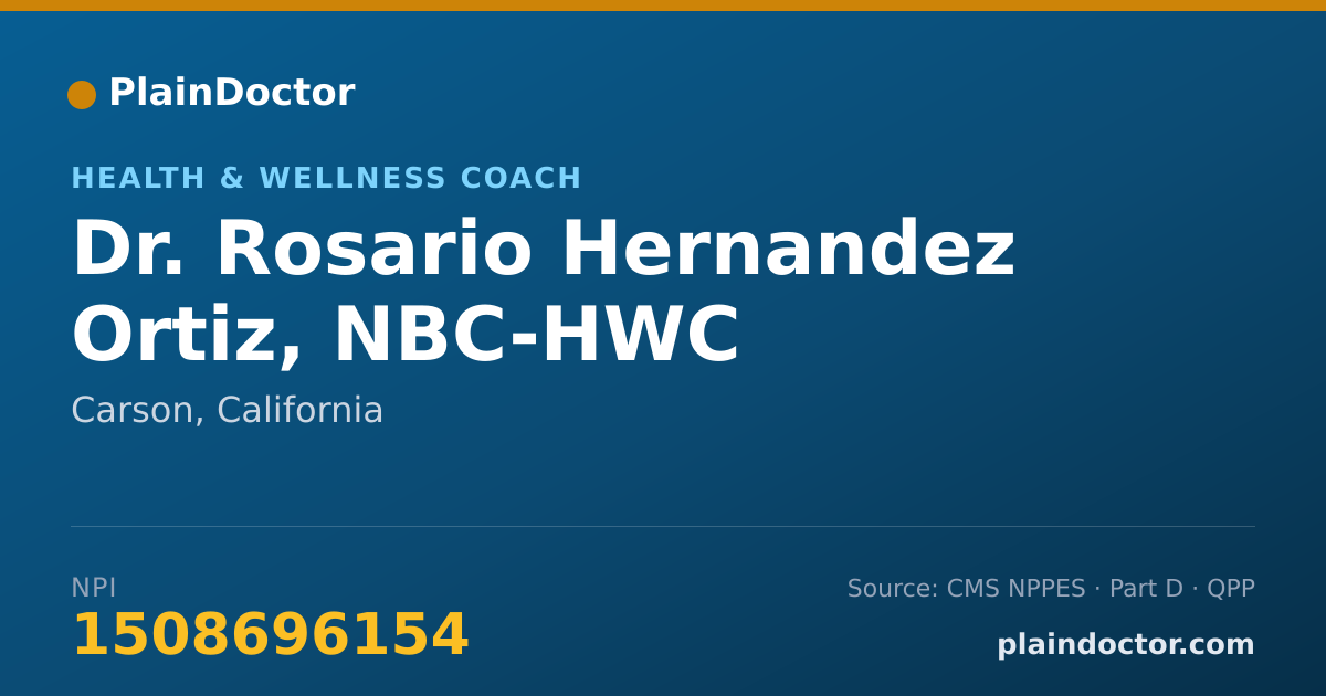 Shareable card for Rosario Hernandez Ortiz, NBC-HWC - Health & Wellness Coach, Carson, CA