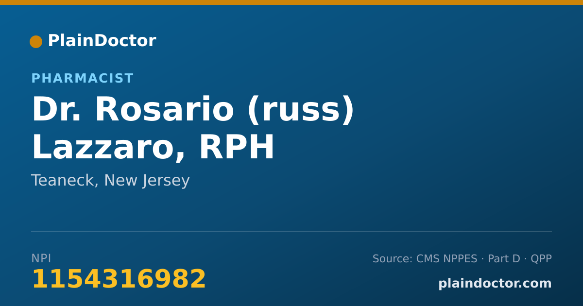 Shareable card for Rosario (russ) Lazzaro, RPH - Pharmacist, Teaneck, NJ
