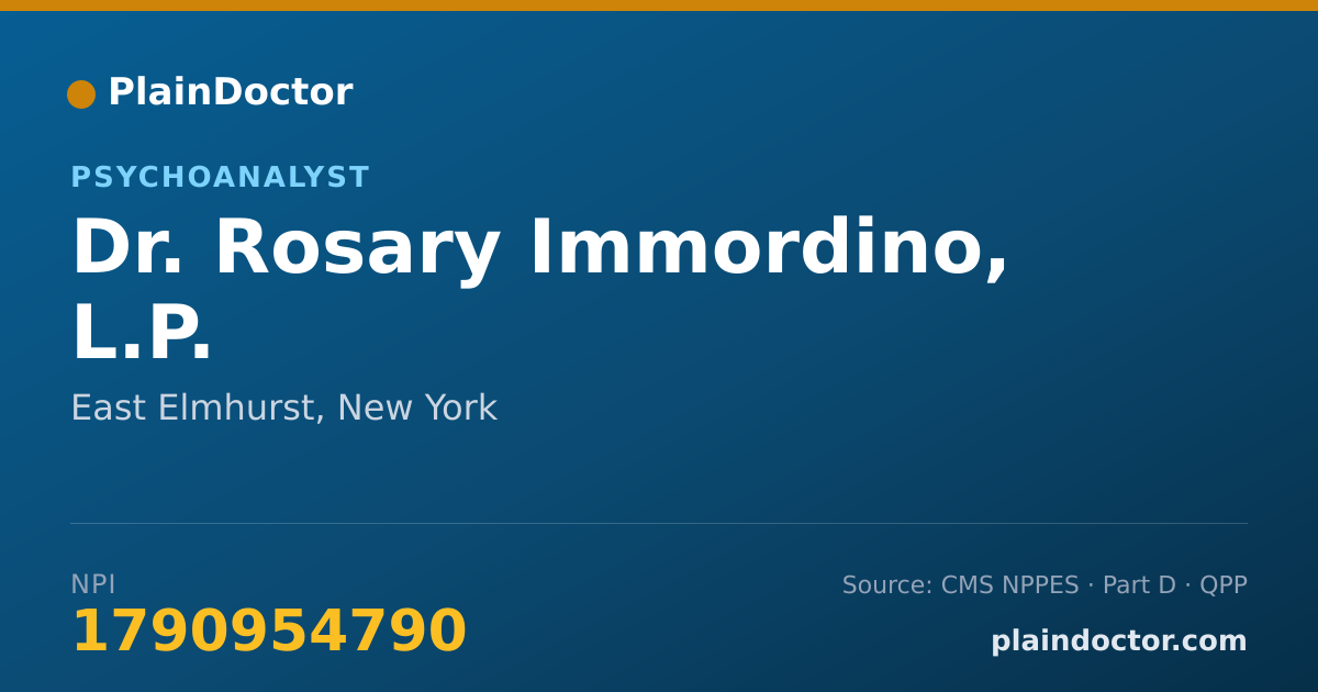 Shareable card for Rosary Immordino, L.P. - Psychoanalyst, East Elmhurst, NY