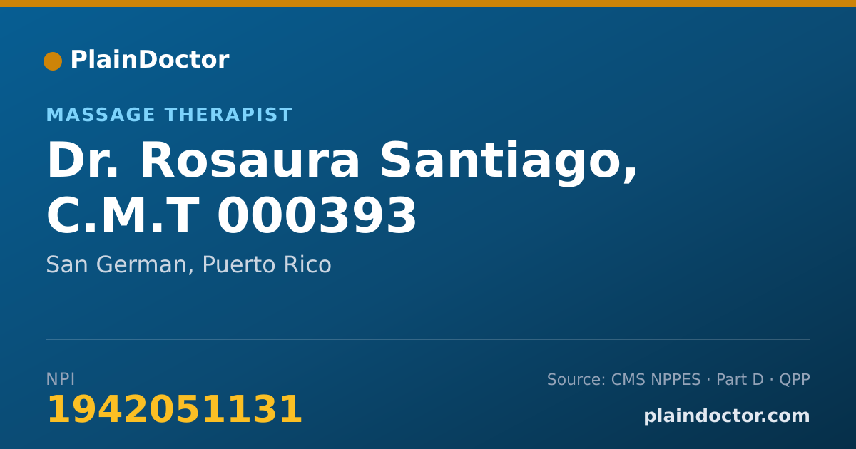Shareable card for Rosaura Santiago, C.M.T 000393 - Massage Therapist, San German, PR