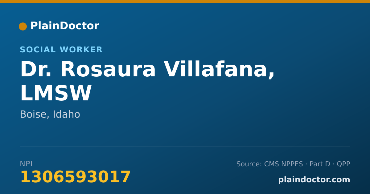 Shareable card for Rosaura Villafana, LMSW - Social Worker, Boise, ID