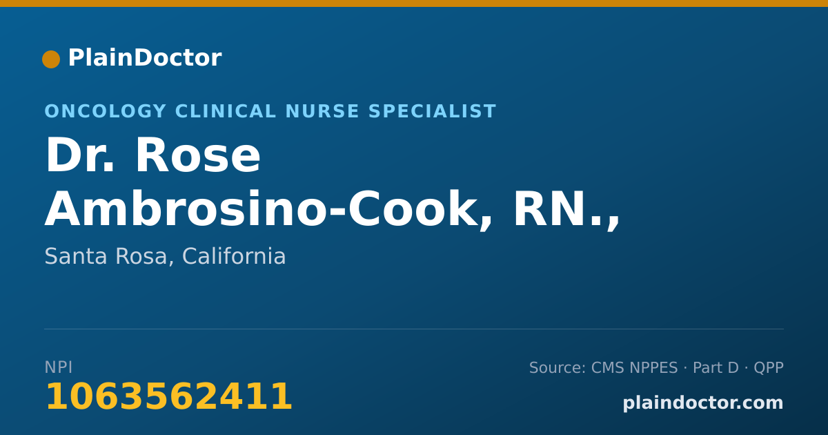 Shareable card for Rose Ambrosino-Cook, RN., MS., CNS., CNP. - Oncology Clinical Nurse Specialist, Santa Rosa, CA