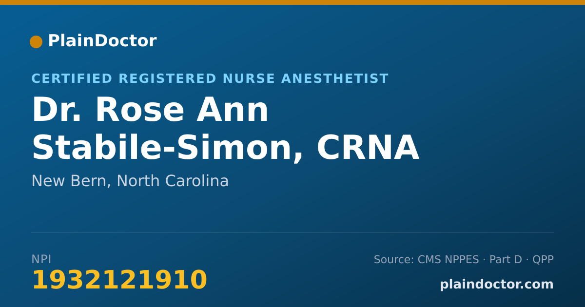 Shareable card for Rose Ann Stabile-Simon, CRNA - Certified Registered Nurse Anesthetist, New Bern, NC