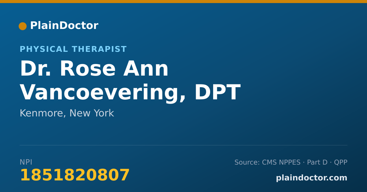 Shareable card for Rose Ann Vancoevering, DPT - Physical Therapist, Kenmore, NY