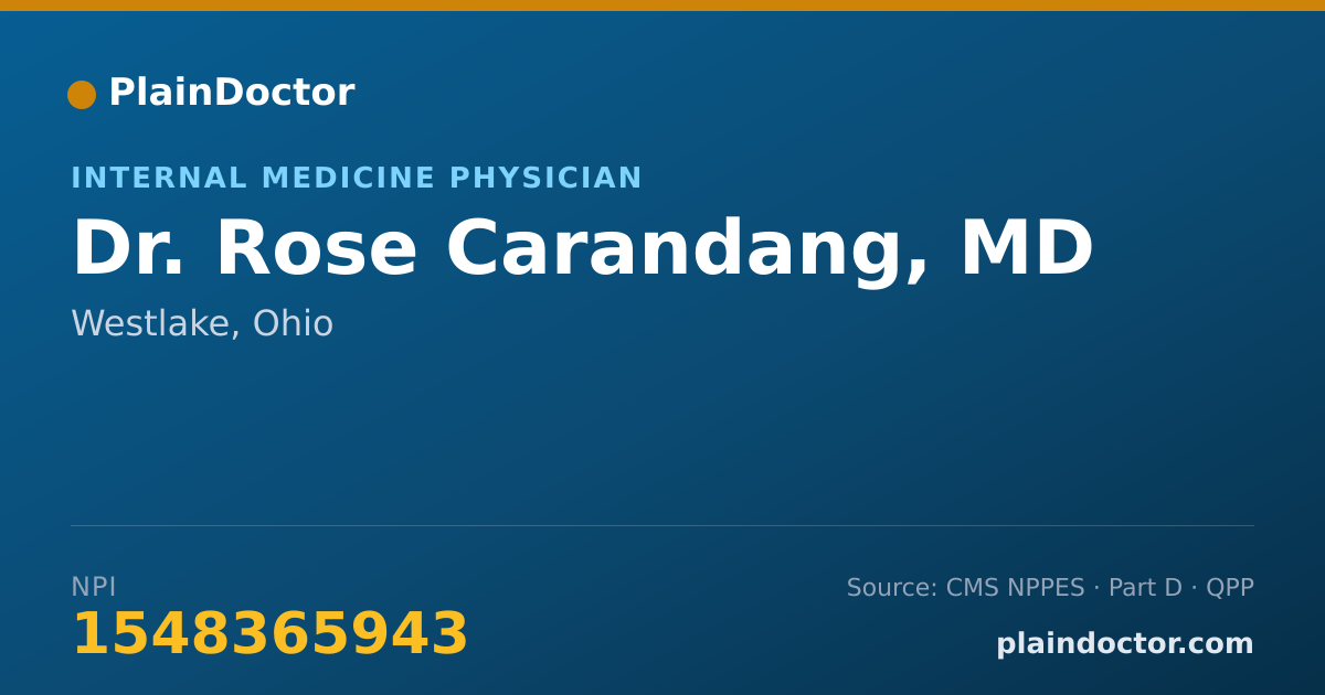 Shareable card for Rose Carandang, MD - Internal Medicine Physician, Westlake, OH