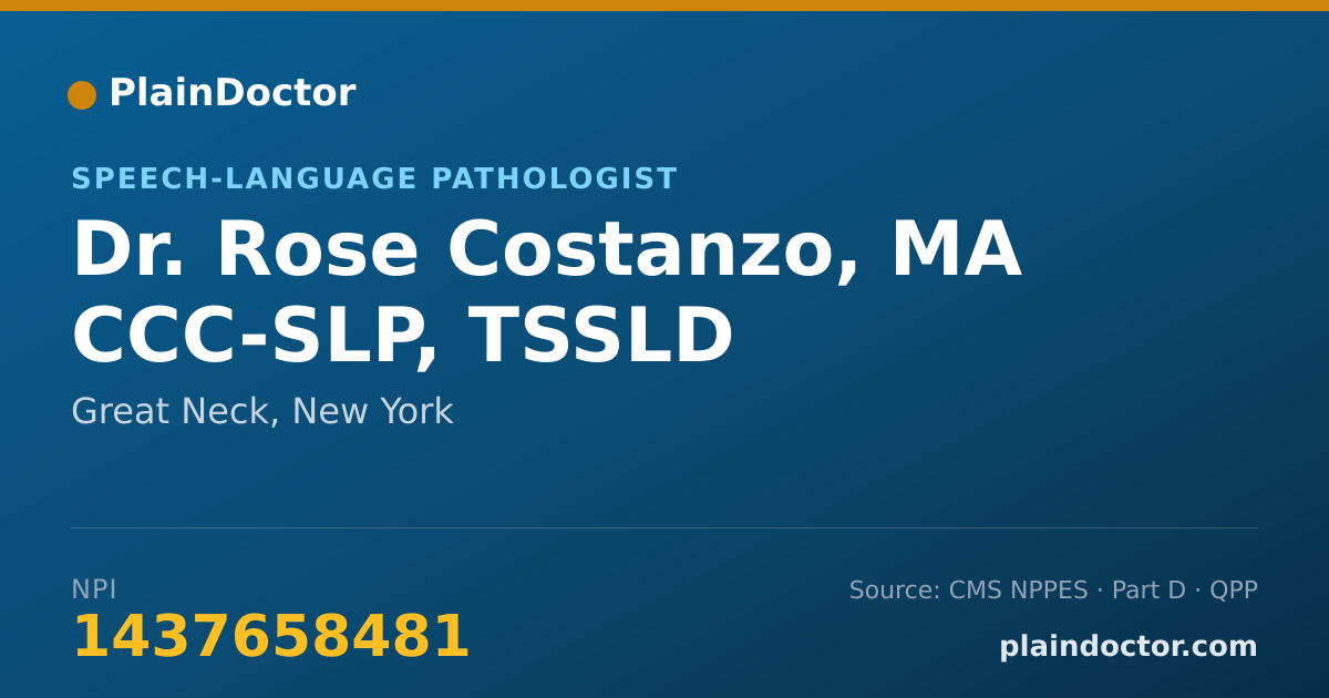 Shareable card for Rose Costanzo, MA CCC-SLP, TSSLD - Speech-Language Pathologist, Great Neck, NY