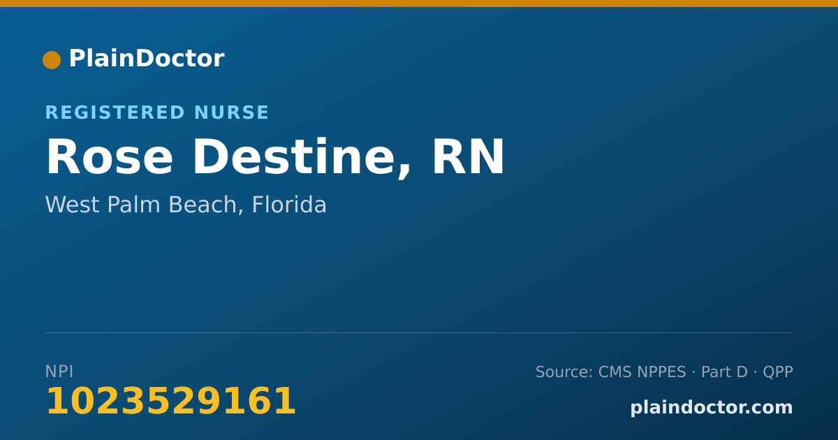 Shareable card for Rose Destine, RN - Registered Nurse, West Palm Beach, FL