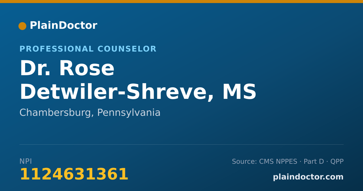 Shareable card for Rose Detwiler-Shreve, MS - Professional Counselor, Chambersburg, PA