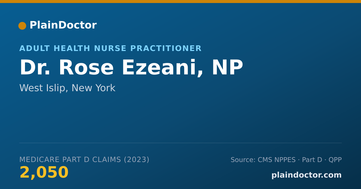 Shareable card for Rose Ezeani, NP - Adult Health Nurse Practitioner, West Islip, NY