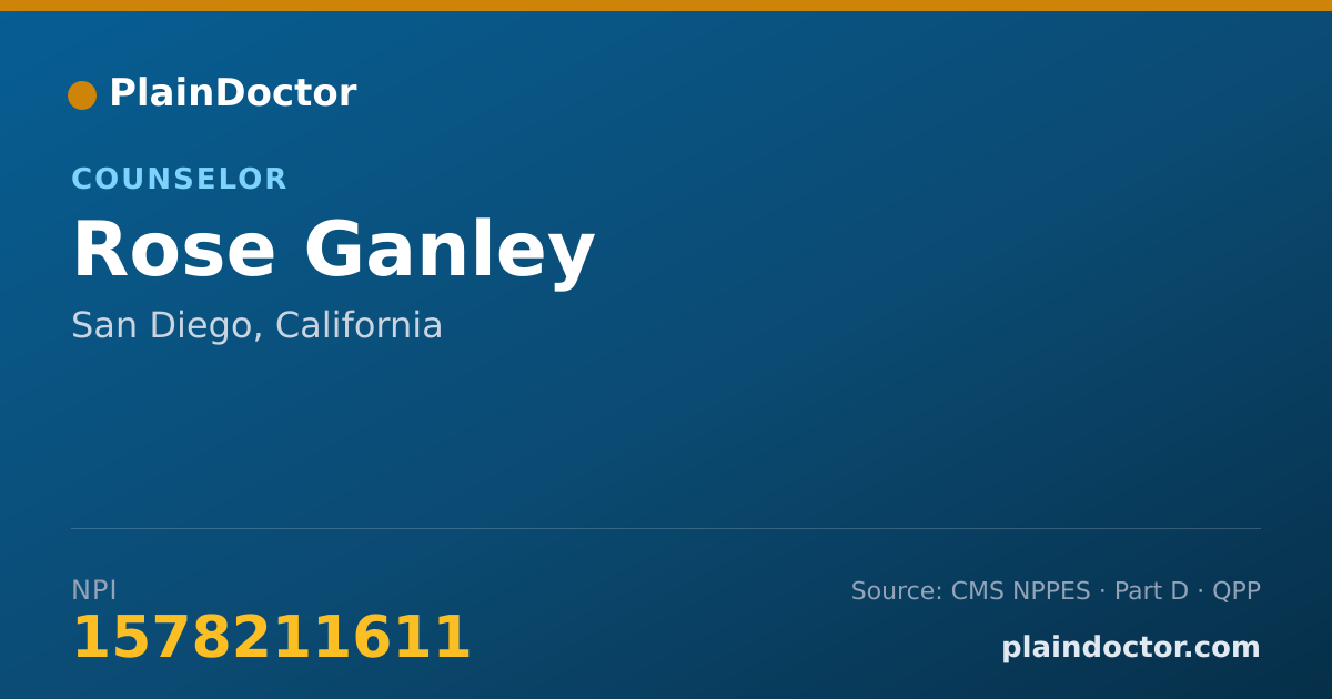 Shareable card for Rose Ganley - Counselor, San Diego, CA