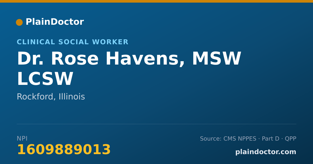 Shareable card for Rose Havens, MSW  LCSW - Clinical Social Worker, Rockford, IL