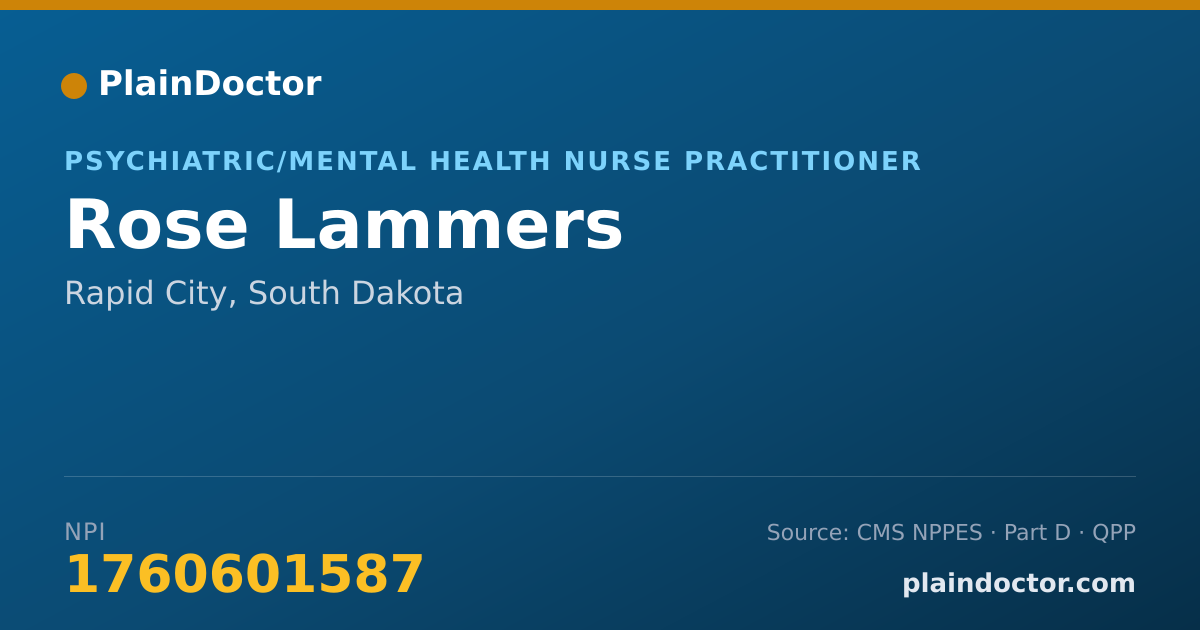 Shareable card for Rose Lammers - Psychiatric/Mental Health Nurse Practitioner, Rapid City, SD