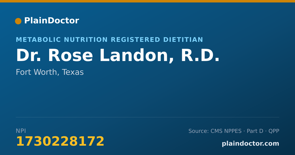 Shareable card for Rose Landon, R.D. - Metabolic Nutrition Registered Dietitian, Fort Worth, TX