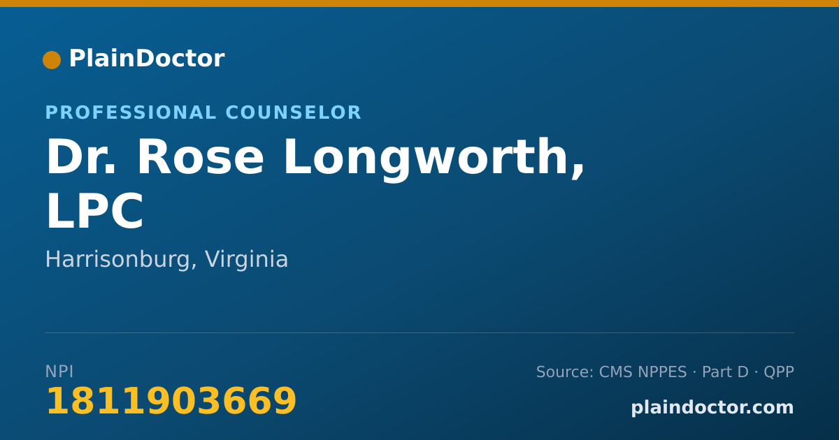 Shareable card for Rose Longworth, LPC - Professional Counselor, Harrisonburg, VA