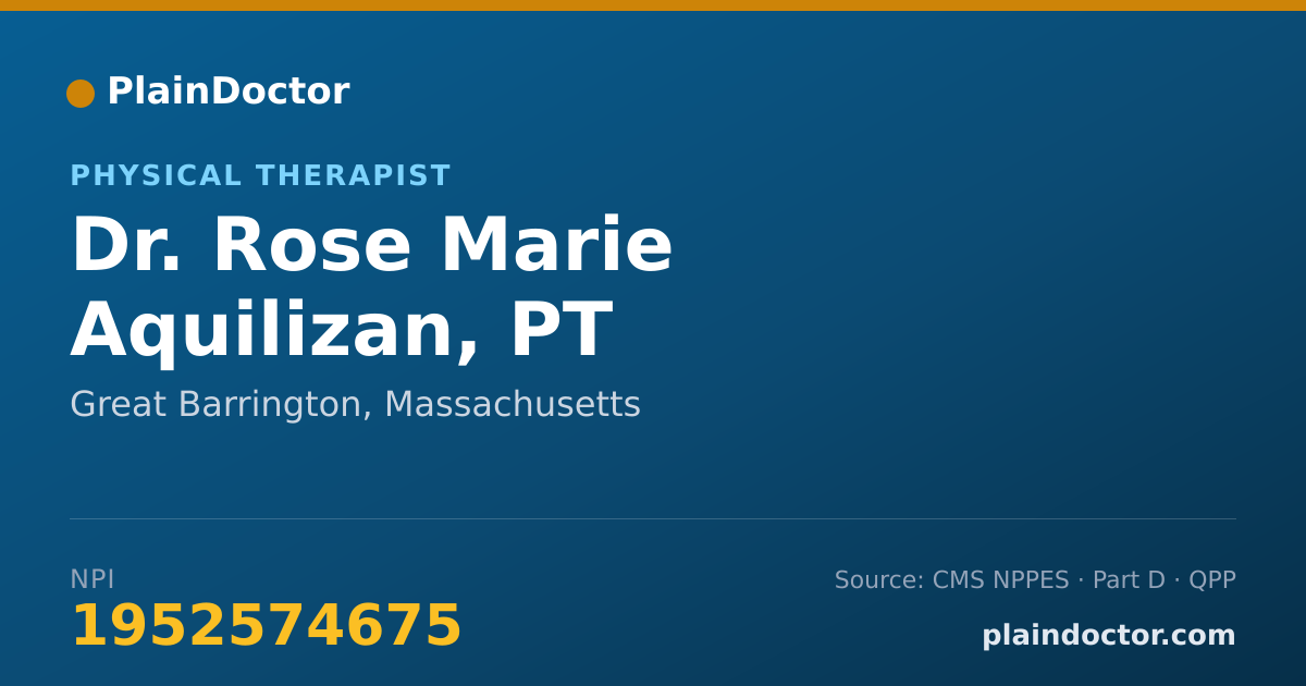 Shareable card for Rose Marie Aquilizan, PT - Physical Therapist, Great Barrington, MA