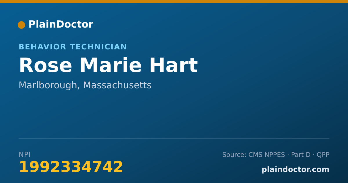 Shareable card for Rose Marie Hart - Behavior Technician, Marlborough, MA