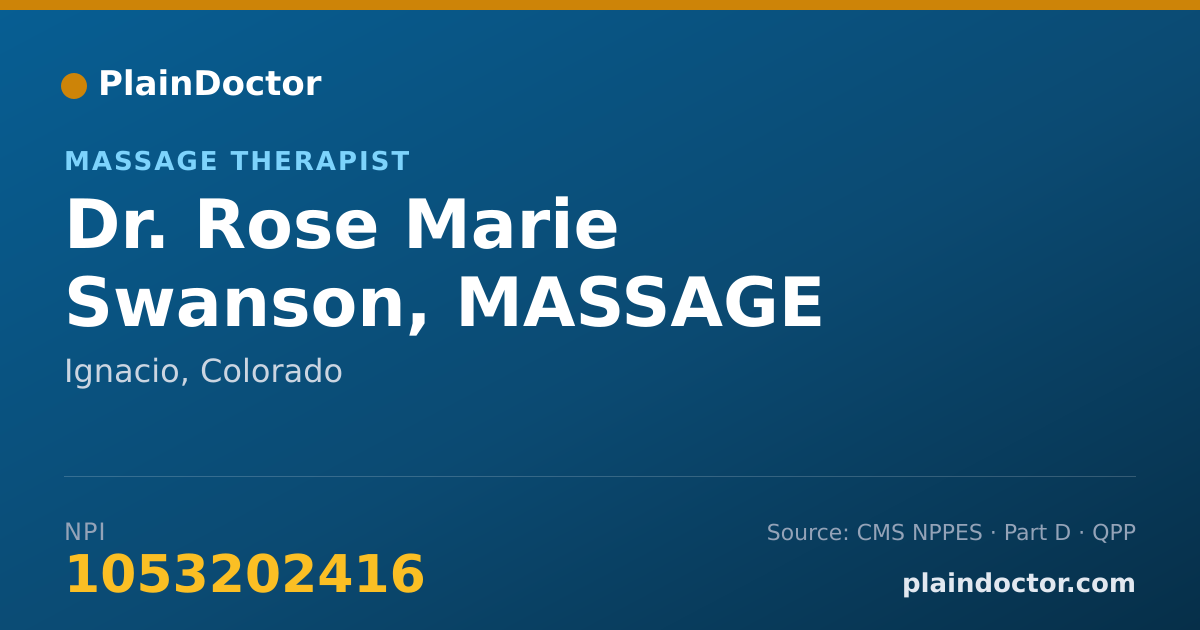 Shareable card for Rose Marie Swanson, MASSAGE THERAPIST - Massage Therapist, Ignacio, CO
