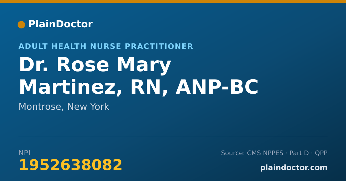 Shareable card for Rose Mary Martinez, RN, ANP-BC - Adult Health Nurse Practitioner, Montrose, NY