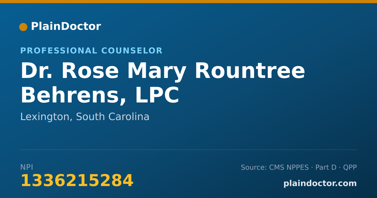 Shareable card for Rose Mary Rountree Behrens, LPC - Professional Counselor, Lexington, SC
