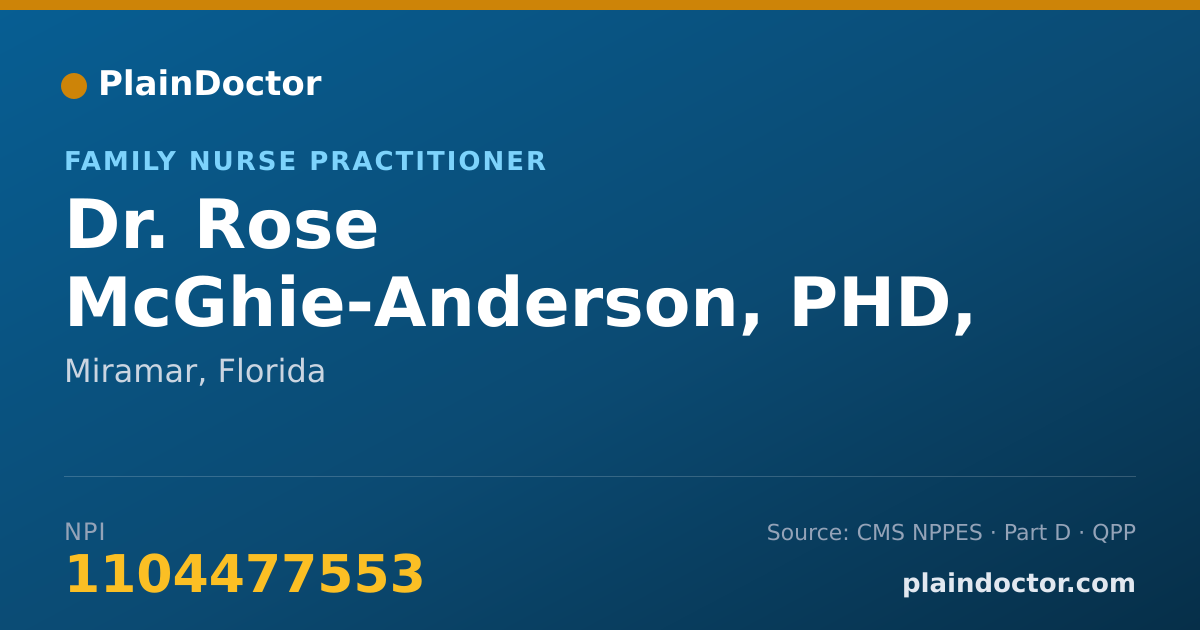 Shareable card for Rose McGhie-Anderson, PHD, APRN, FNP-BC - Family Nurse Practitioner, Miramar, FL