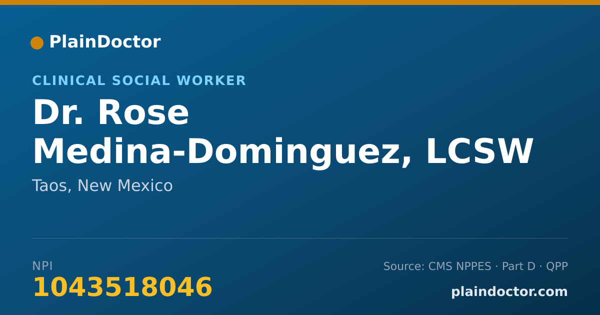 Shareable card for Rose Medina-Dominguez, LCSW - Clinical Social Worker, Taos, NM