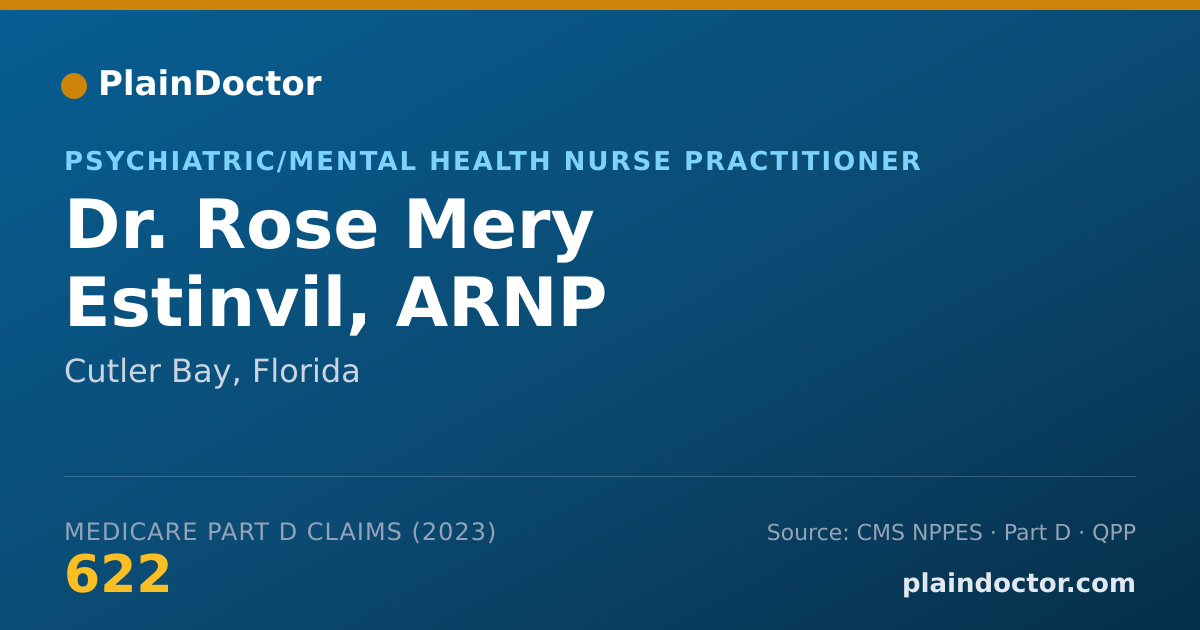 Shareable card for Rose Mery Estinvil, ARNP - Psychiatric/Mental Health Nurse Practitioner, Cutler Bay, FL