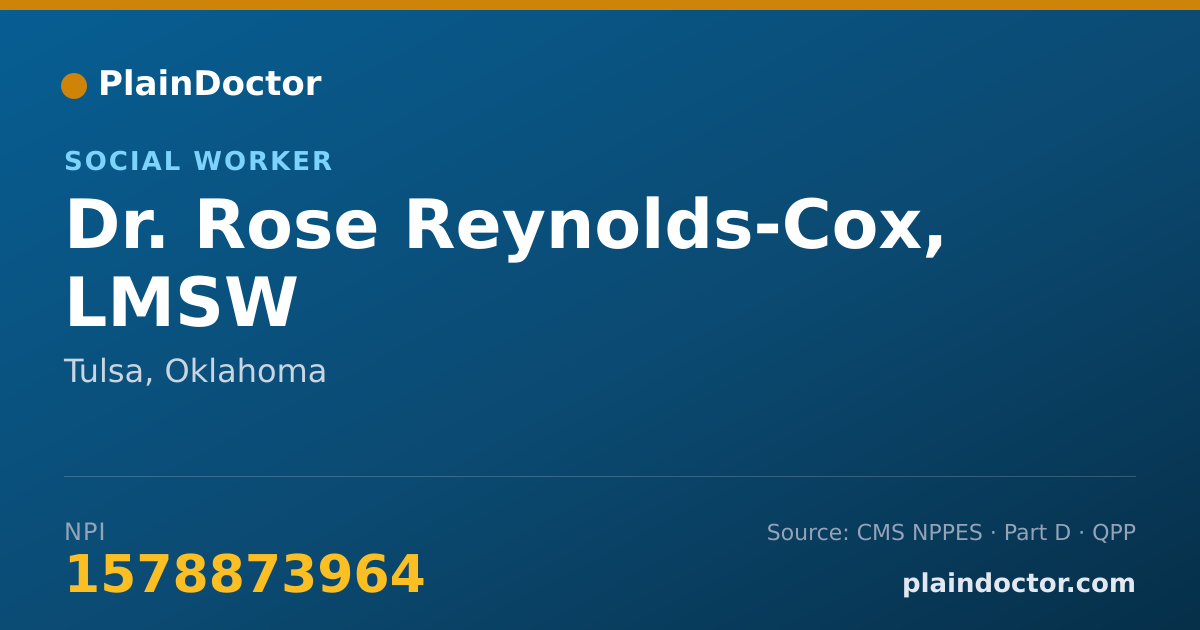 Shareable card for Rose Reynolds-Cox, LMSW - Social Worker, Tulsa, OK