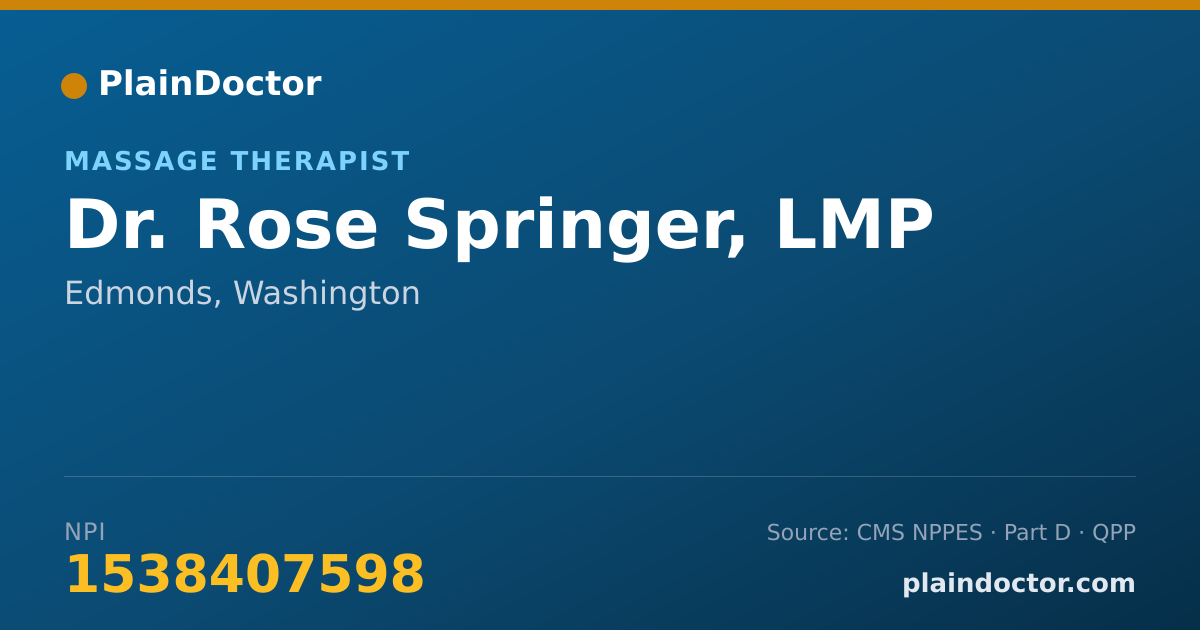 Shareable card for Rose Springer, LMP - Massage Therapist, Edmonds, WA