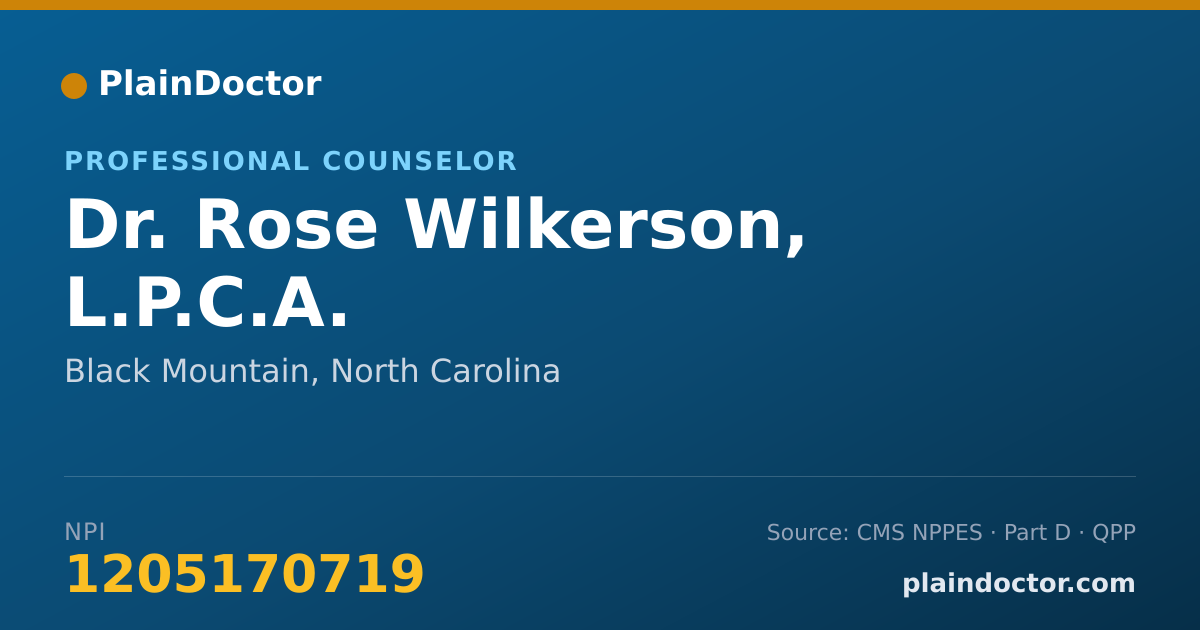 Shareable card for Rose Wilkerson, L.P.C.A. - Professional Counselor, Black Mountain, NC