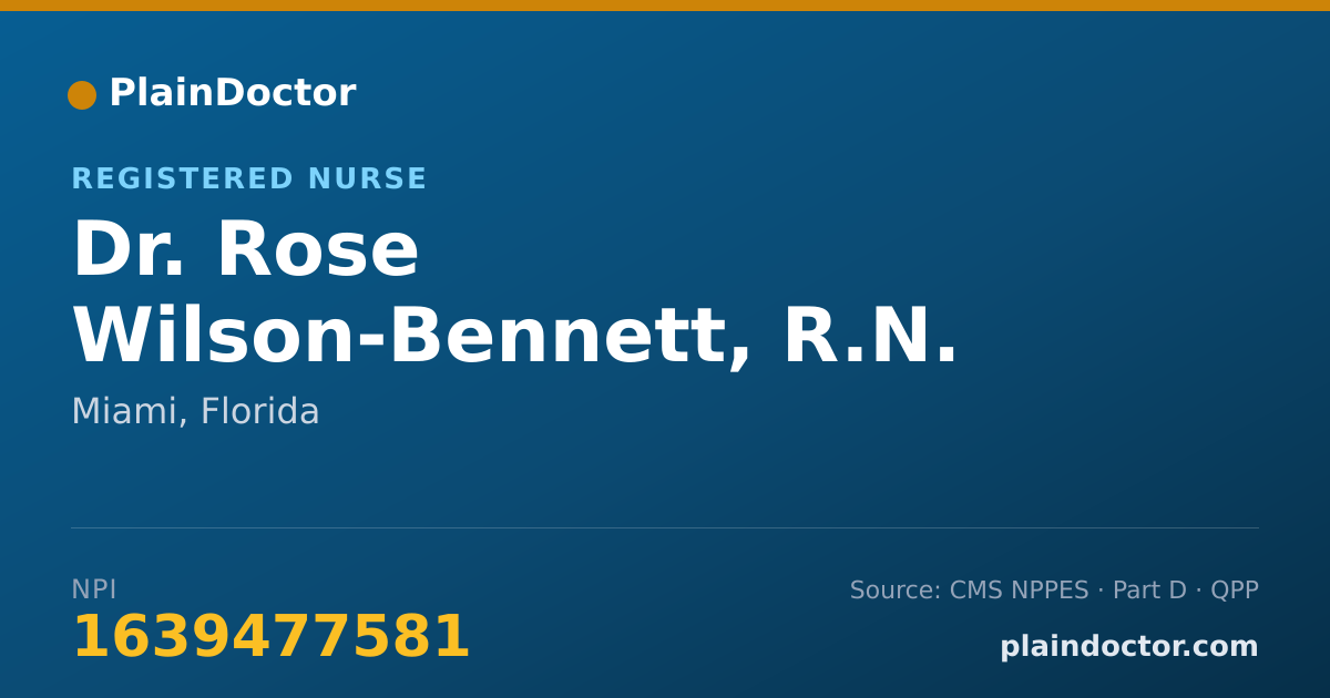 Shareable card for Rose Wilson-Bennett, R.N. - Registered Nurse, Miami, FL