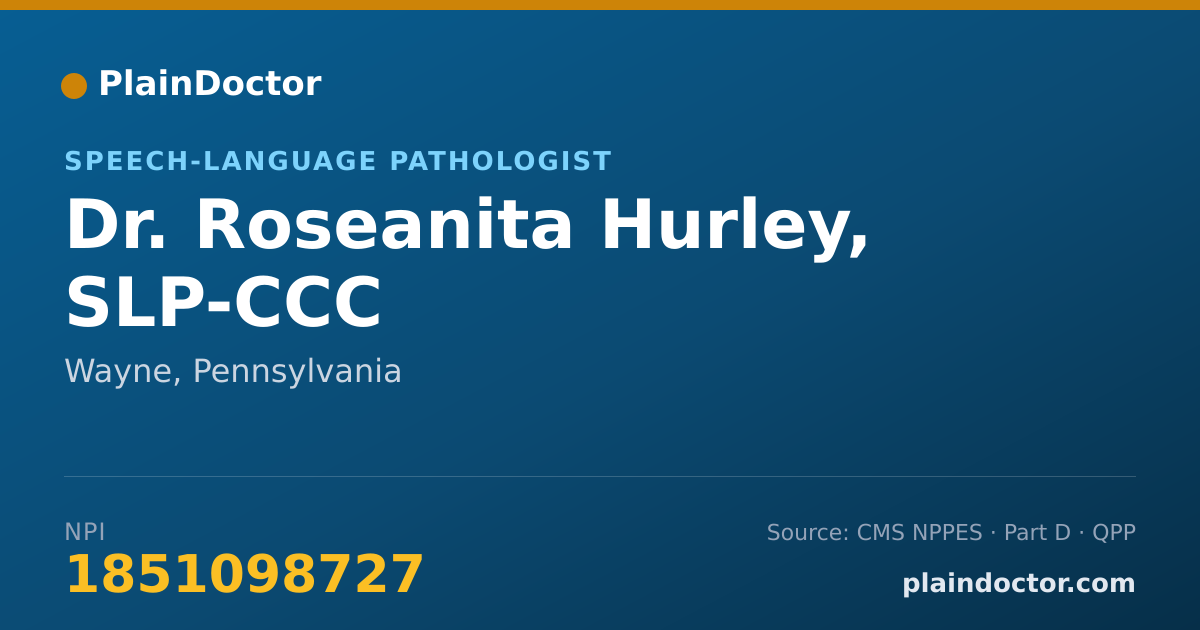 Shareable card for Roseanita Hurley, SLP-CCC - Speech-Language Pathologist, Wayne, PA