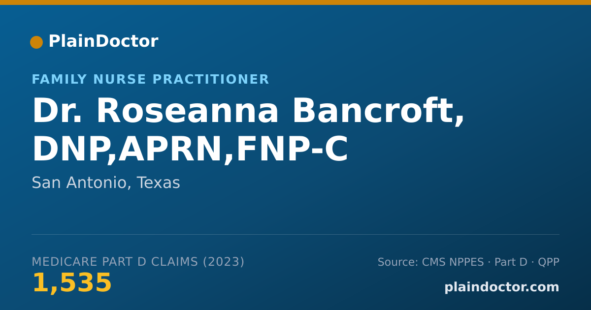 Shareable card for Roseanna Bancroft, DNP,APRN,FNP-C - Family Nurse Practitioner, San Antonio, TX