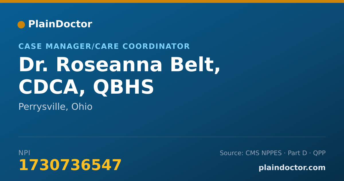 Shareable card for Roseanna Belt, CDCA, QBHS - Case Manager/Care Coordinator, Perrysville, OH