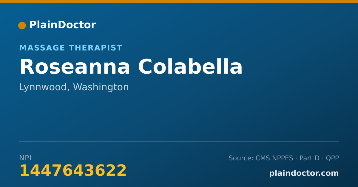 Shareable card for Roseanna Colabella - Massage Therapist, Lynnwood, WA