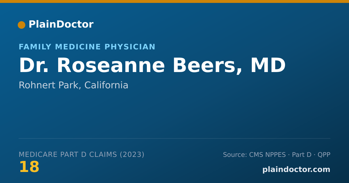 Shareable card for Roseanne Beers, MD - Family Medicine Physician, Rohnert Park, CA