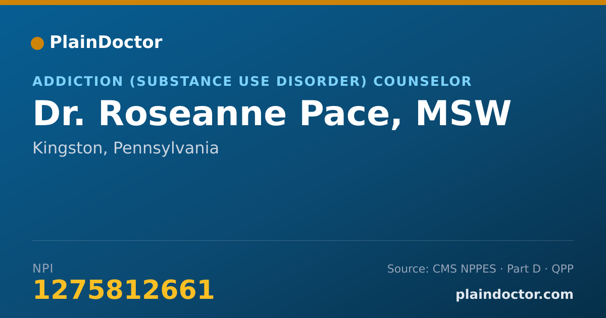 Shareable card for Roseanne Pace, MSW - Addiction (Substance Use Disorder) Counselor, Kingston, PA