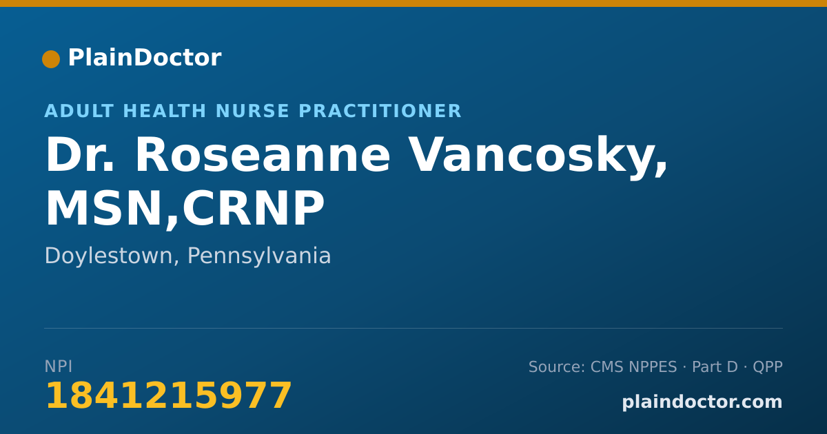 Shareable card for Roseanne Vancosky, MSN,CRNP - Adult Health Nurse Practitioner, Doylestown, PA