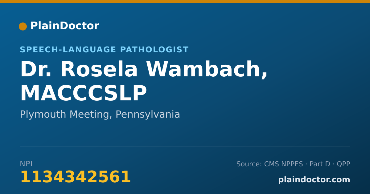 Shareable card for Rosela Wambach, MACCCSLP - Speech-Language Pathologist, Plymouth Meeting, PA