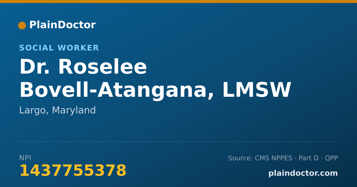 Shareable card for Roselee Bovell-Atangana, LMSW - Social Worker, Largo, MD