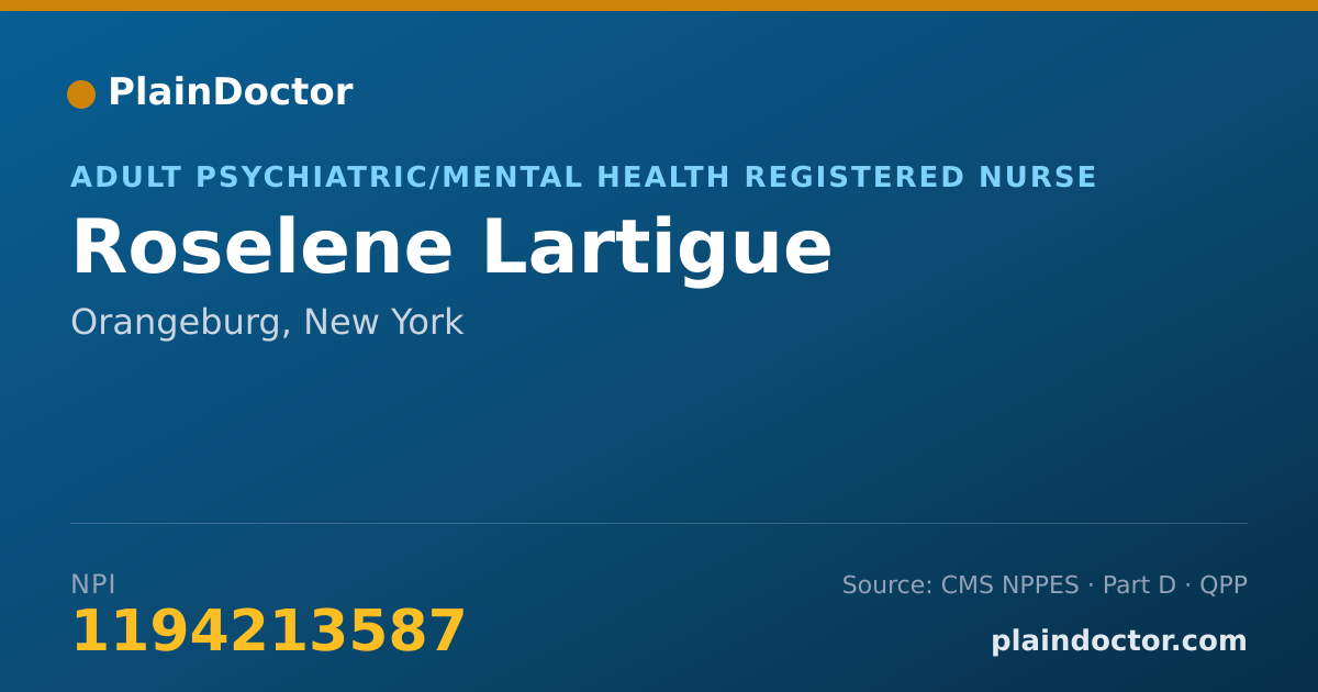 Shareable card for Roselene Lartigue - Adult Psychiatric/Mental Health Registered Nurse, Orangeburg, NY