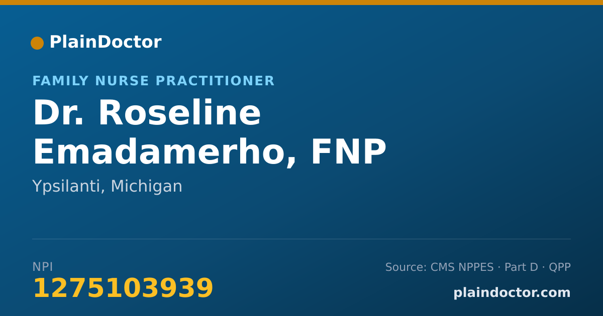 Shareable card for Roseline Emadamerho, FNP - Family Nurse Practitioner, Ypsilanti, MI
