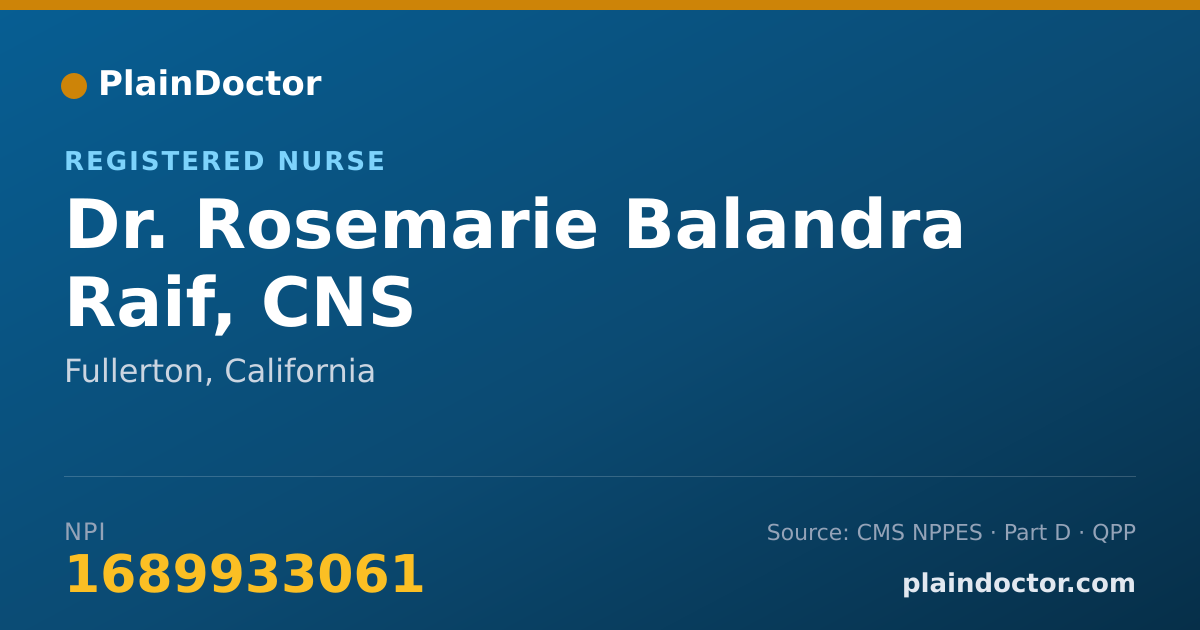 Shareable card for Rosemarie Balandra Raif, CNS - Registered Nurse, Fullerton, CA