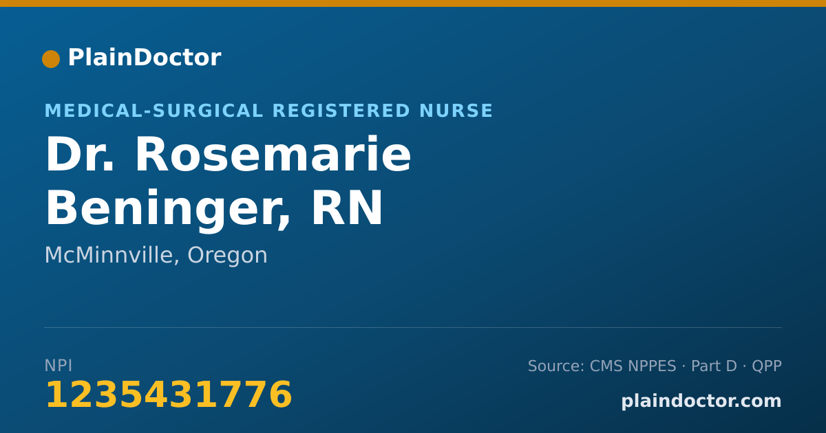 Shareable card for Rosemarie Beninger, RN - Medical-Surgical Registered Nurse, McMinnville, OR