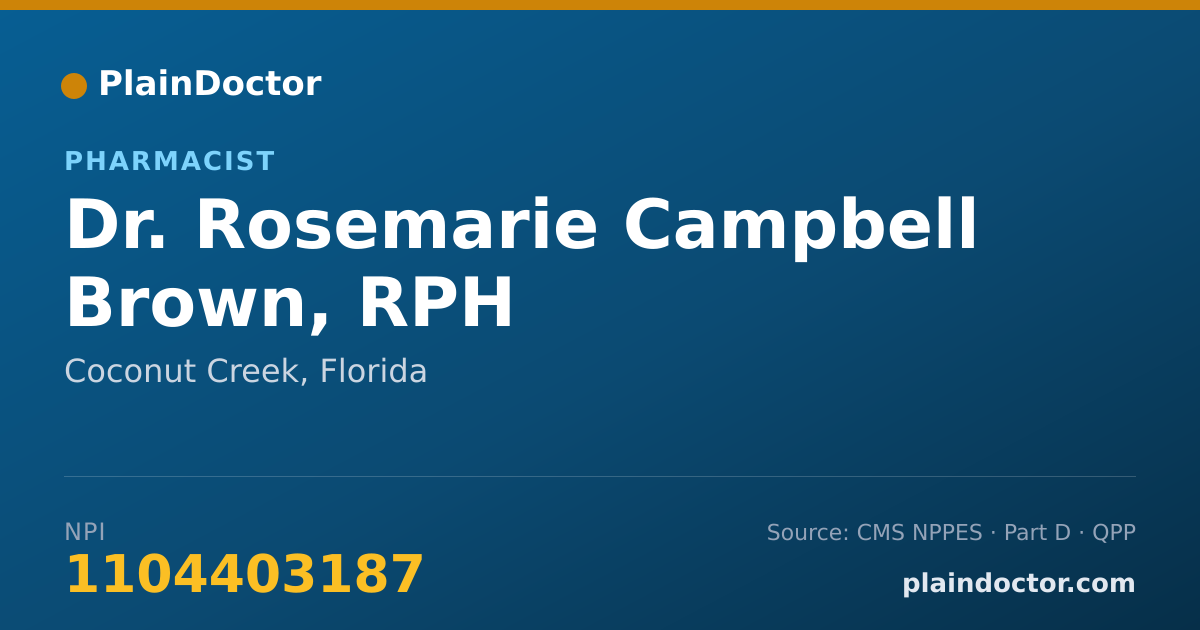 Shareable card for Rosemarie Campbell Brown, RPH - Pharmacist, Coconut Creek, FL