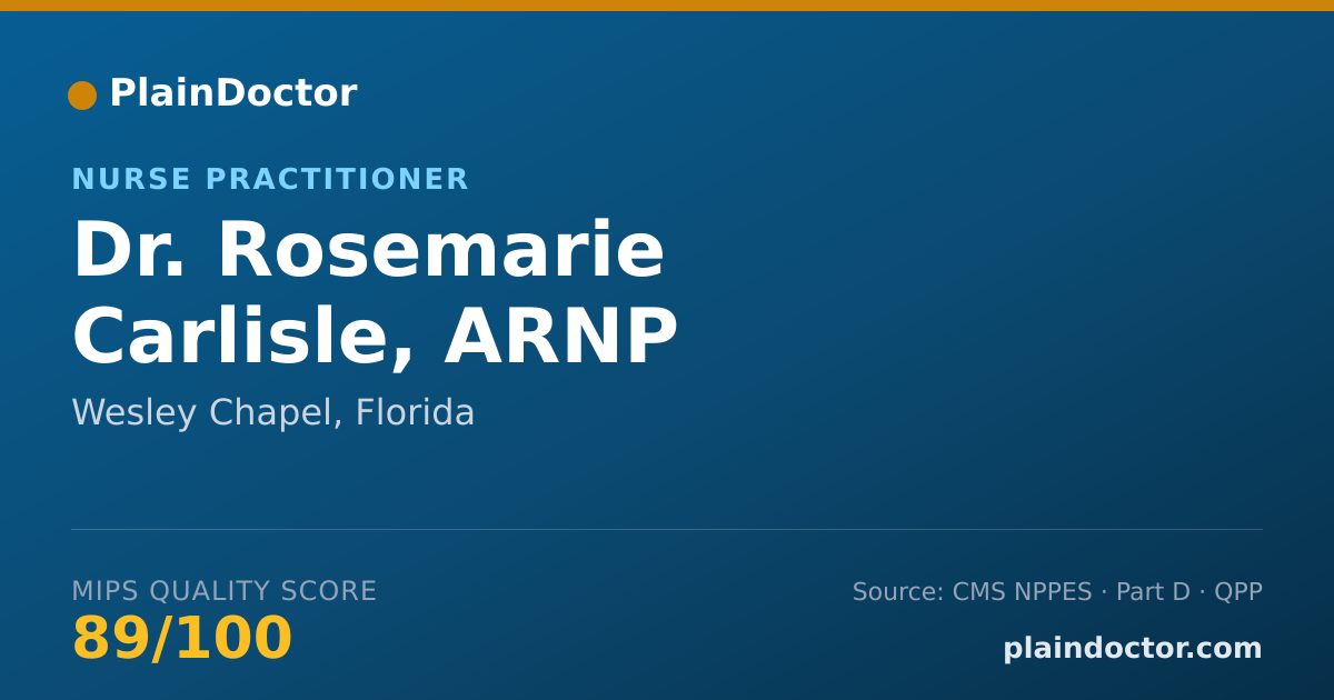 Shareable card for Rosemarie Carlisle, ARNP - Nurse Practitioner, Wesley Chapel, FL