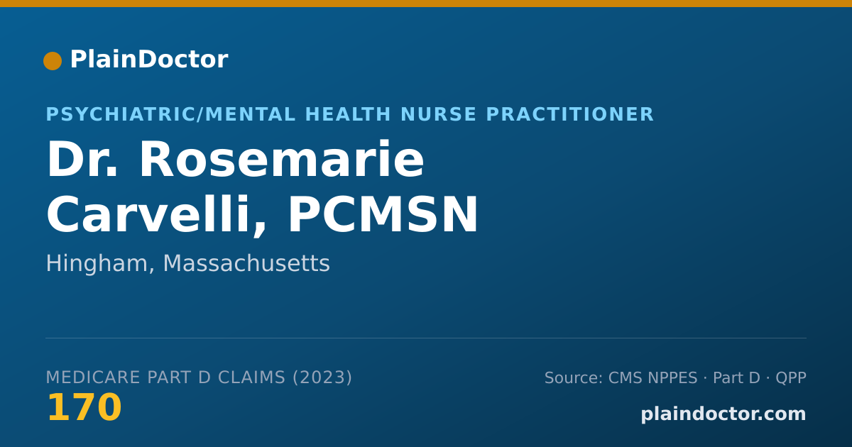 Shareable card for Rosemarie Carvelli, PCMSN - Psychiatric/Mental Health Nurse Practitioner, Hingham, MA