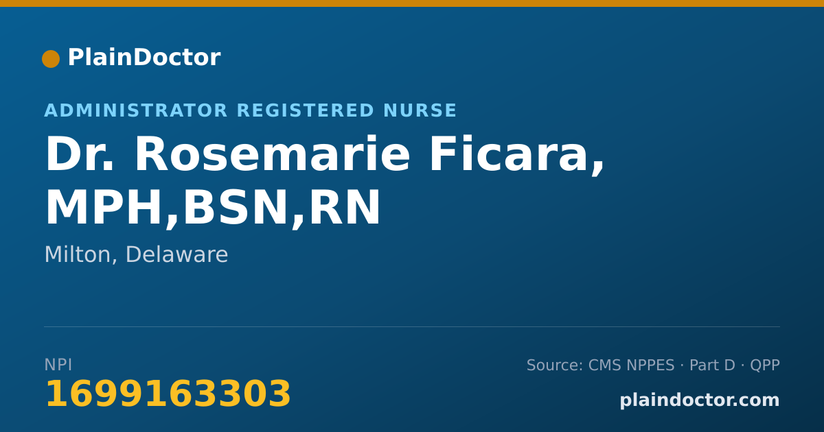 Shareable card for Rosemarie Ficara, MPH,BSN,RN - Administrator Registered Nurse, Milton, DE