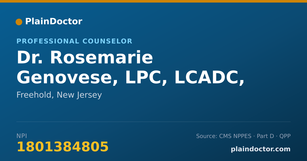 Shareable card for Rosemarie Genovese, LPC, LCADC, CCS, NCC - Professional Counselor, Freehold, NJ